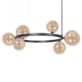 Molekułowa wisząca lampa nad stół Bolero 41322 kulista bursztynowa czarna