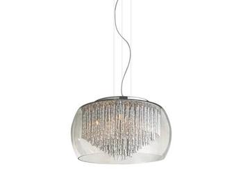 Wisząca lampa pokojowa Rego okrągła glamour crystal chrom