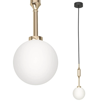 Szklana kula glamour Ero I wisząca lampa biała złota do biura