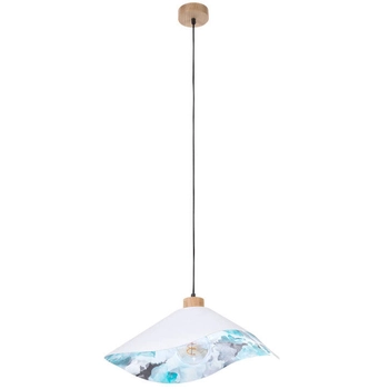 Wisząca lampa vintage HATTU FLORAL 1615619174 materiałowa kopuła biały