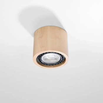 Drewniana LAMPA sufitowa SOL SL.0913 okrągła tuba downlight drewno