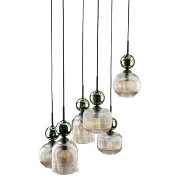 Glamour lampa zwisająca Sophia Green 11150 klosze żebrowane zielony