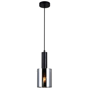 Wisząca LAMPA loftowa SARDO PND-5581-1-BK+SG Italux skandynawska OPRAWA szklany ZWIS okrągła tuba przydymiona czarna