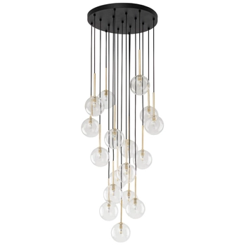 Kaskadowa lampa wisząca Nilos 5945 bubble przezroczysta złota