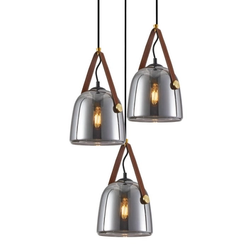 Wisząca lampa Solta PND-24342-3A-BK-SG Italux szkło przydymiony czarny