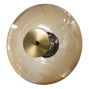 Kinkiet na ścianę szklany ANDORA bursztynowy mosiądz LED 12W 3000K do sypialni okrągły AZ6889