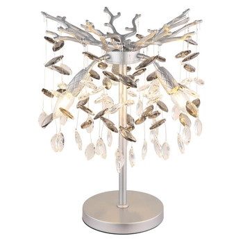 Stołowa szklana lampa Queena 64138TS do sypialni kryształki srebrne