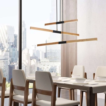 LAMPA wisząca LUGANO LP-2828/3P Light Prestige drewniana OPRAWA zwis LED 48W 3000K kaskada listwy brązowe