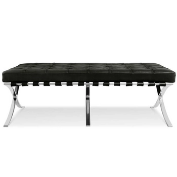 Czarna ławka Barcelon KH1501100289 tapicerowana włoską skórą design