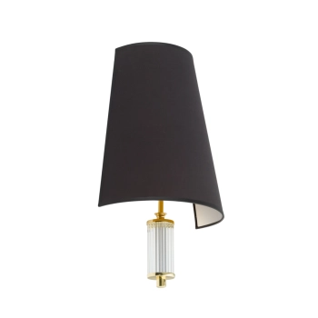 Ścienny kinkiet do sypialni Prato PRA-K-1 (Z) tkaninowy czarny mosiądz