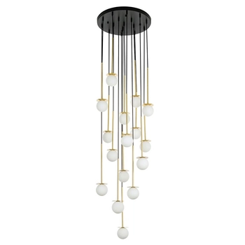 Kaskada lampa wisząca Cannon disc szklane balls złota czarna