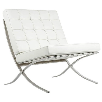 Designerski fotel Barcelon KH1501100290 z białej ekoskóry do sypialni