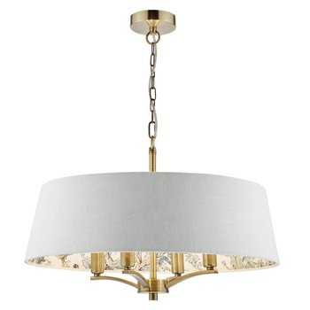 Zwisająca lampa Delft DEL0415-EH Dar Lighting materiałowa biały mosiądz