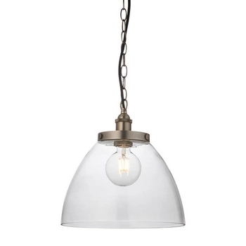 Szklana lampa wisząca Hansen Grand 106896 na łańcuchu srebrna przezroczysta