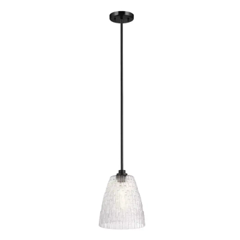 Szklana wisząca lampa Windsor 1xE27 czarna do salonu przezroczysta fasetowana ELS- WINDSOR-P-BLK