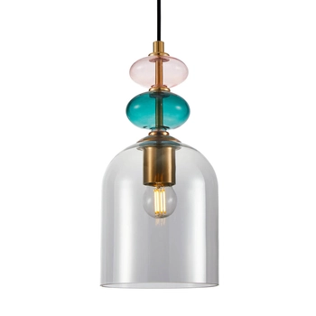 Skandynawska lampa zwis Busco PND-30263-1B-BRO-SG przydymiony złoty kolorowy