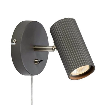 Sypialniany kinkiet z włącznikiem Costilla metalowy szary