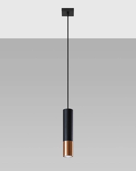 Loftowa LAMPA wisząca SL.0946 modernistyczna OPRAWA metalowy ZWIS tuba czarna miedź