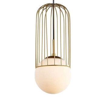 LAMPA wisząca MATTY MDM-3939/1 GD Italux druciana OPRAWA metalowa ZWIS szklana kula ball klatka loft złota