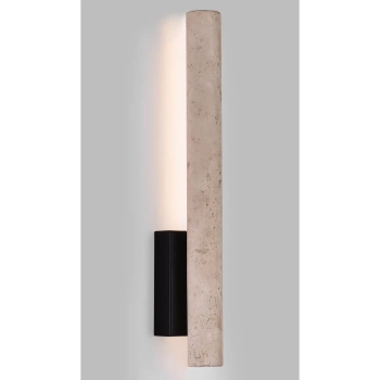 Ścienny kinkiet kamienny LOFT W0477 beżowy czarny tubka LED 6W 3000K podłużna do salonu