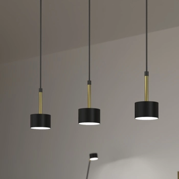 Nowoczesna lampa wisząca ARENA metalowe tuby jadalni czarne złote