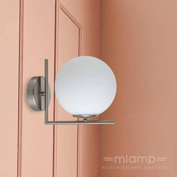 Ścienna LAMPA szklana CONDI MBM-7475/1 SN MDECO loftowa OPRAWA kinkiet kula ball satyna biała