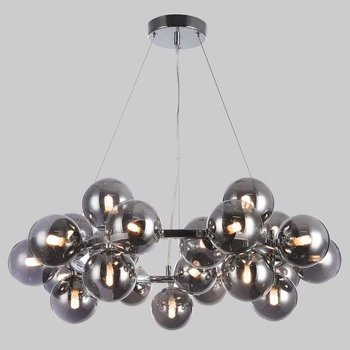 Loftowa LAMPA wisząca CABELLA PND-5252-25-CH+SMK Italux szklana OPRAWA molekuły zwis bubbles kule balls chrom przydymiony