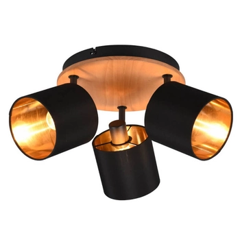 Abażurowa lampa sufitowa IKERIS DL930-81333 drewniany czarny złoty