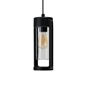 Lampa wisząca zewnętrzna natynkowa LANTERN E27 IP54 AZ6829 czarna szklana aluminiowa