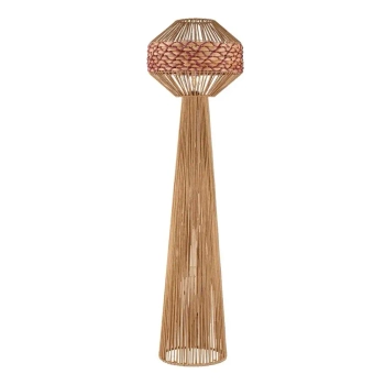 Lampa stojąca boho OVELRIA LE45355 z wtyczką ekologiczna brązowa czerwona