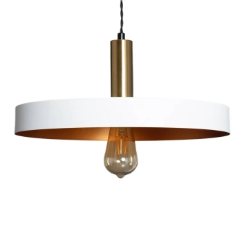Okrągła lampa wisząca Dario ABR-LWO-DARIO-B metalowa biała złota