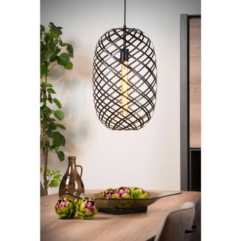 LAMPA wisząca WOLFRAM  21417/32/30 Lucide loftowa OPRAWA metalowy ZWIS druciany czarny