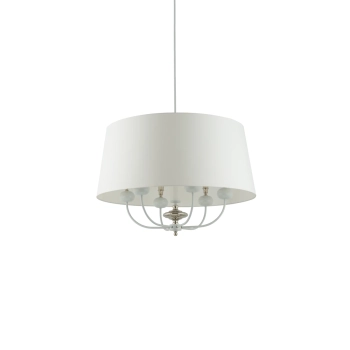 Żyrandol nad wyspę Narni NAR-ZW-6 (BC) z abażurem biały nikiel