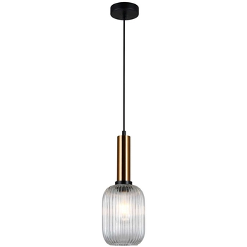 LAMPA wisząca ANTIOLA PND-5588-1M-BRO+CL Italux plisowana OPRAWA loftowy zwis mosiężny przezroczysty