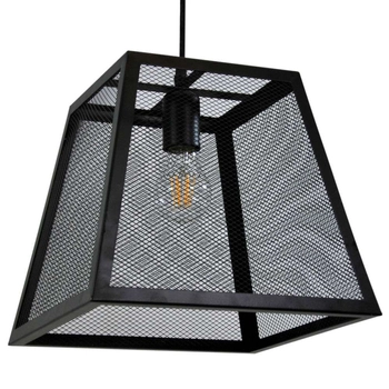 LAMPA wisząca MADERA 310354 Polux metalowa OPRAWA klatka zwis siatka czarna