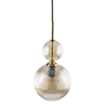 Glamour zwisająca lampa Sophia Cognac 11040 ryflowana brązowy