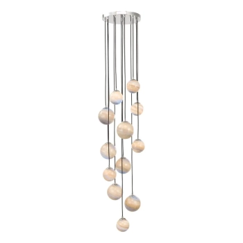 Kaskadowa wisząca lampa Mikara MIK1250 planety kule szklane chrom