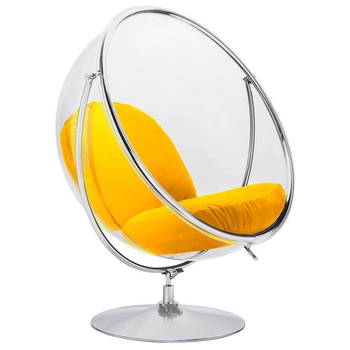 Wygodny fotel Bubble Stand JH-200-2.36W z regulacją żółty chrom