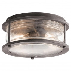 Zewnętrzna LAMPA sufitowa  KL-ASHLANDBAY-F Elstead KICHLER okrągła OPRAWA szklany PLAFON outdoor IP44 cynk przezroczysty