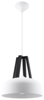 LAMPA wisząca SL.0387 rustykalna OPRAWA metalowy ZWIS okrągły drewno czarny biały