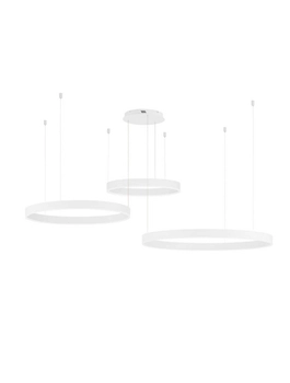 Biała lampa wisząca JACA LE42766 LED 143W 3000K rings do sypialni