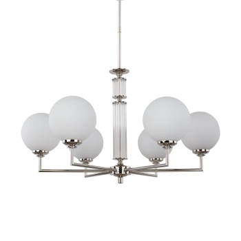 Salonowy żyrandol okrągły Artu Glass ART-ZW-6 (N) G biały nikiel