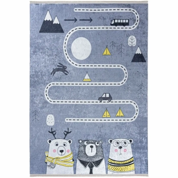 Tkaninowy dywan do pokoju dziecięcego Misie 322951 prostokątny niebieski