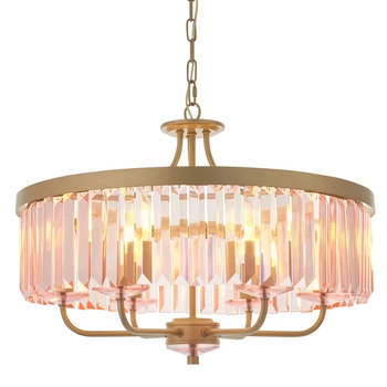 Żyrandol kryształkowy L&-191942 Light& szkło różowe szampański