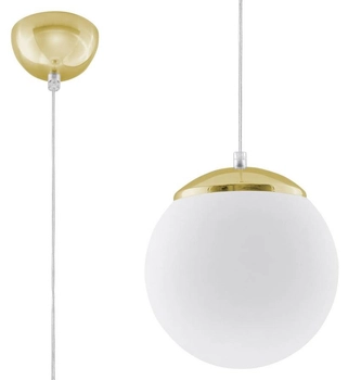 Loftowa LAMPA wisząca SL.0715 szklana OPRAWA kula ball zwis biały złoty