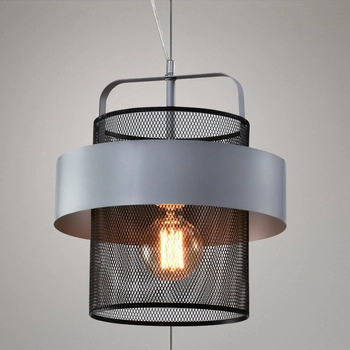 Wisząca LAMPA industrialna FIBA 31-78506 Candellux okrągła OPRAWA metalowy ZWIS ażurowa tuba loft czarna srebrna