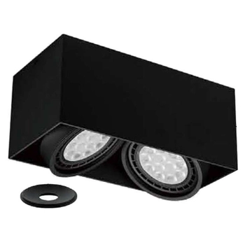 Sufitowa LAMPA downlight Cardi II Nero + Ufo Nero Orlicki Design metalowa OPRAWA plafon prostokątny ruchomy czarny