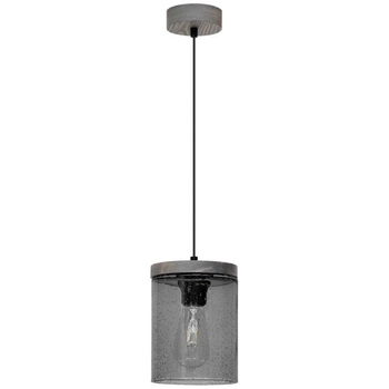 Skandynawska lampa wisząca MONSUN 161859157 szklana zwis przydymiony drewno