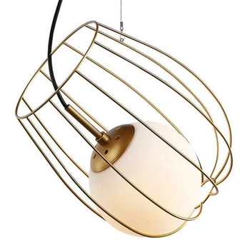 Druciana LAMPA wisząca MELISA MDM-3943/1 GD Italux metalowa OPRAWA drut ZWIS szklana kula ball klatka loft złota