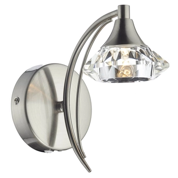 Ścienna lampa glamour Luther LUT0746 kryształowa satynowy chrom